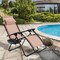 Adjustable Folding Recliner Chair with Cup Holder Tray and Sturdy Aluminum Frame for Indoor or Outdoor Use